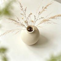 Matte Beige Ceramic Vase Minimalist Table Decor