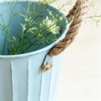 Light Blue Metal Bucket With Rope Handles