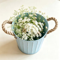 Light Blue Metal Bucket With Rope Handles