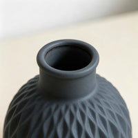 Dark Grey Textured Ceramic Small Flower Vase