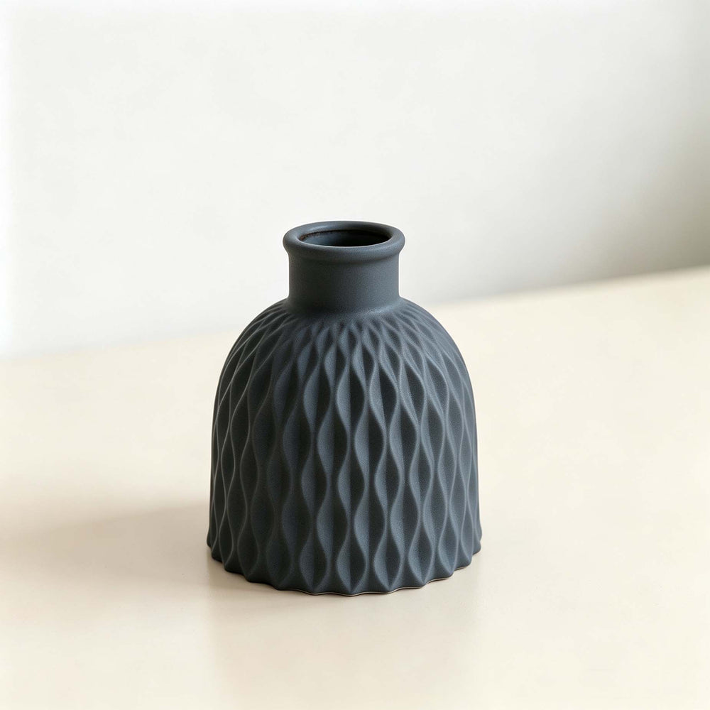 Dark Grey Textured Ceramic Small Flower Vase