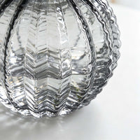 Round Ribbed Clear Glass Flower Vase