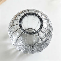 Round Ribbed Clear Glass Flower Vase