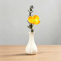 Cream Ribbed Ceramic Small Flower Vase