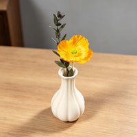 Cream Ribbed Ceramic Small Flower Vase